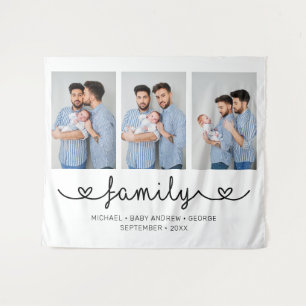 LGBT Family Photo Template Personalized Text Tapestry