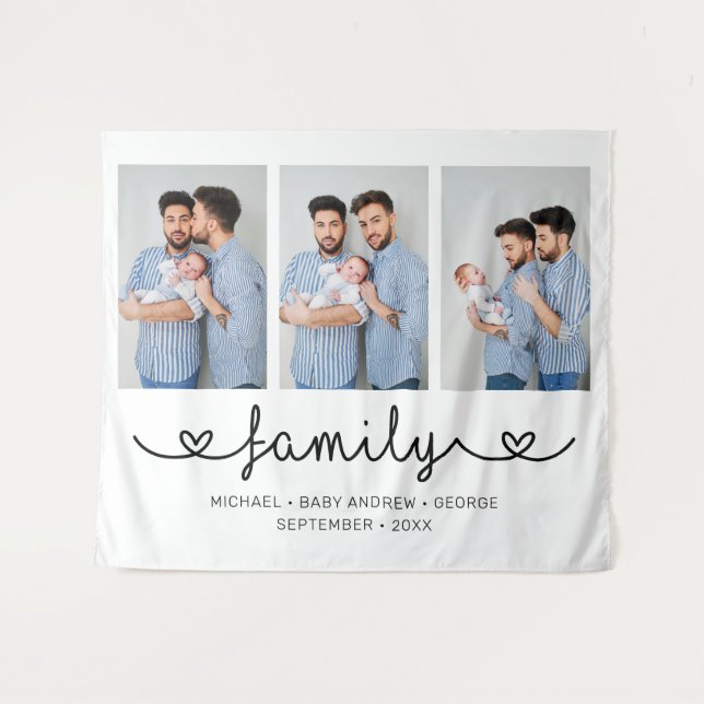 LGBT Family Photo Template Personalized Text Tapestry (Front (Horizontal))