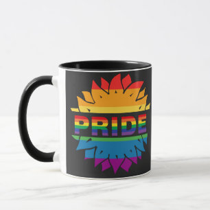 LGBT+Fierté amour. Arc en ciel Fleur de café Mug