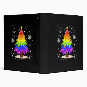 LGBT Flag Christmas Tree Merry Christmas Gay LGBT Binder
