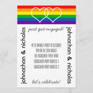 LGBT Flag Gay Engagement Party Invitation