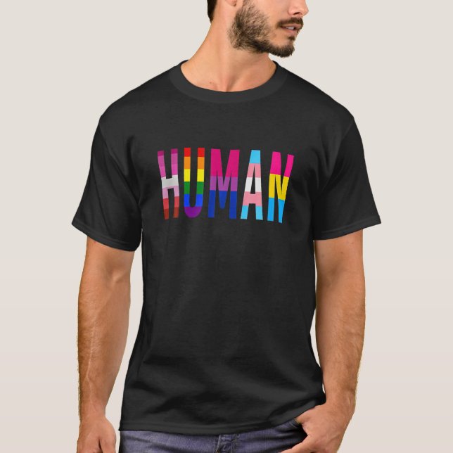 LGBT Flag Human Pride T-Shirt (Front)