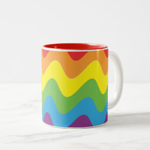 LGBT Flag in Wave Two-Tone Coffee Mug