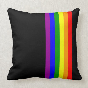 LGBT Flag on Black Throw Pillow