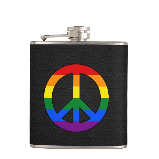 LGBT flag peace sign Flask (Front)