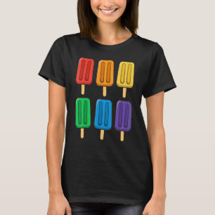 Lgbt Flag Popsicles 4th July Popsicles Usa Flag In T-Shirt
