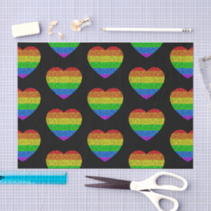LGBT flag rainbow heart sparkles gay wedding Tissue Paper
