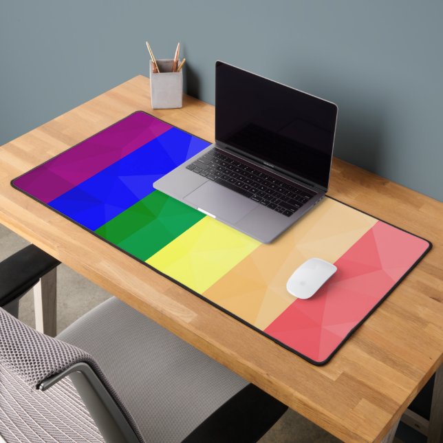 LGBT flag rainbow lines geometric mesh pattern Desk Mat (Office 2)