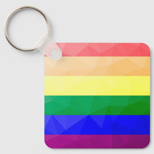 LGBT flag rainbow lines geometric mesh pattern Keychain