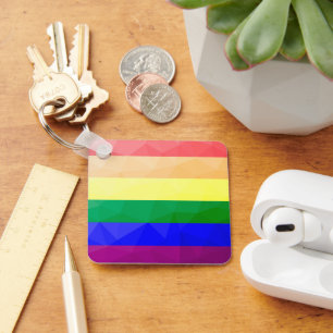 LGBT flag rainbow lines geometric mesh pattern Keychain