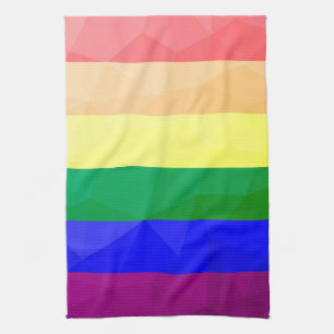 LGBT flag rainbow lines geometric mesh pattern Kitchen Towel