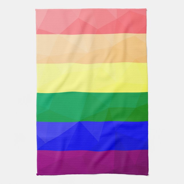 LGBT flag rainbow lines geometric mesh pattern Kitchen Towel (Vertical)