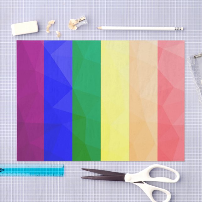 LGBT flag rainbow lines geometric mesh pattern Tissue Paper (Craft)