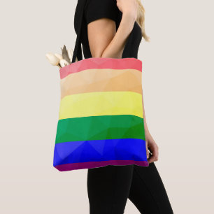 LGBT flag rainbow lines geometric mesh pattern Tote Bag