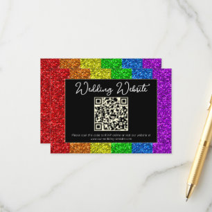 LGBT flag rainbow sparkles gay lesbian wedding Enclosure Card
