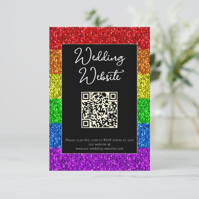 LGBT flag rainbow sparkles gay lesbian wedding Enclosure Card (Standing Front)