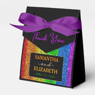 LGBT flag rainbow sparkles gay lesbian wedding Favor Box