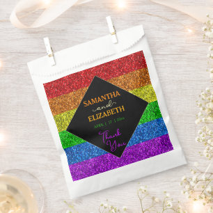 LGBT flag rainbow sparkles gay lesbian wedding Favour Bag