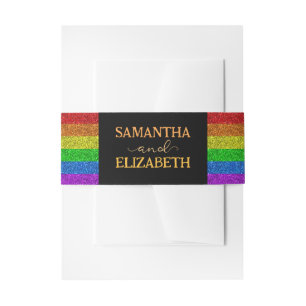 LGBT flag rainbow sparkles gay lesbian wedding Invitation Belly Band