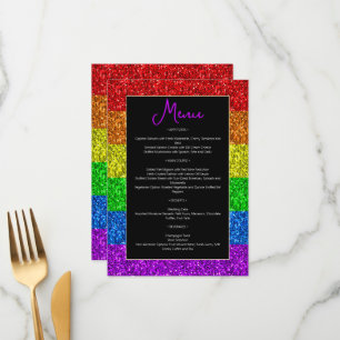 LGBT flag rainbow sparkles gay lesbian wedding Menu