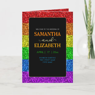 LGBT flag rainbow sparkles gay lesbian wedding Program