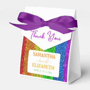 LGBT flag rainbow sparkles lesbian wedding Favor Box