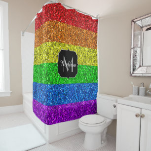 LGBT flag vibrant rainbow glitter sparkle Monogram