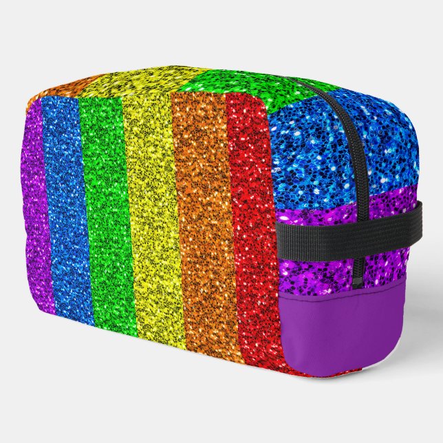 LGBT flag vibrant rainbow glitter sparkles Dopp Kit (Left Corner)