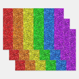 LGBT flag vibrant rainbow glitter sparkles Wrapping Paper Sheet