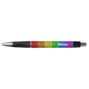 LGBT flag vibrant rainbow sparkles Personalize Pen