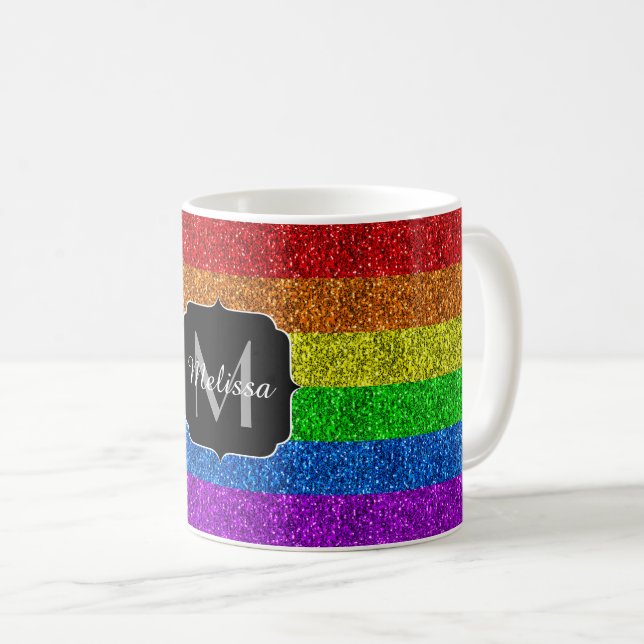LGBT flag vibrant sparkles Coffee Mug (Front Right)
