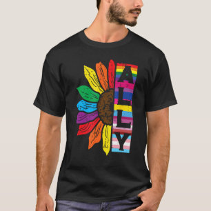 Lgbt Gay Ally Sunflower Rainbow Pride Flag Men Wom T-Shirt