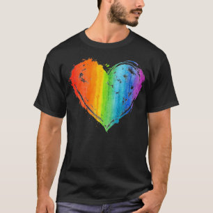 LGBT Gay Lesbian Pride Heart Flag  T-Shirt
