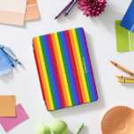 LGBT Gay Lesbian Pride Rainbow Stripes Monogrammed iPad Pro Cover<br><div class="desc">Create your own custom, personalized, unique, one-of-a-kind, beautiful elegant stylish faux gold typography script name monogram / initials, monogrammed, cool, modern, vibrant, LGBT gay pride rainbow flag colours, colourful geometric stripes pattern, magnetic iPad smart cover that folds into multiple stand positions and features grey microfiber interior that helps protect your...</div>