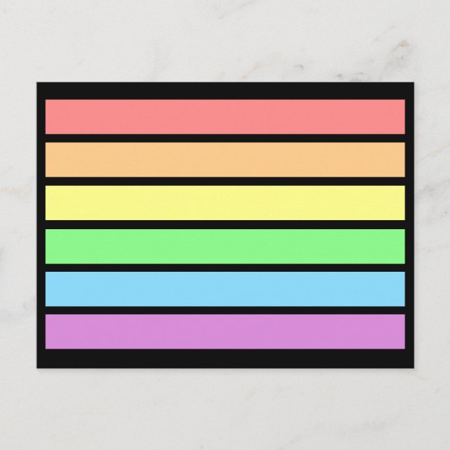 LGBT Gay Pastel Pride Rainbow Flag Colours Postcar Postcard (Front)
