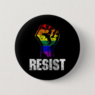 Lgbt Gay Pride Flag Resist 2 Inch Round Button