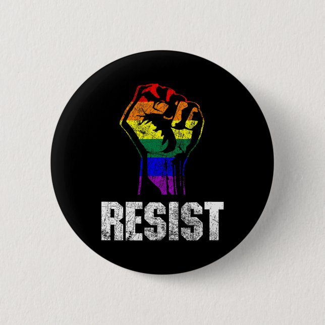 Lgbt Gay Pride Flag Resist  2 Inch Round Button (Front)