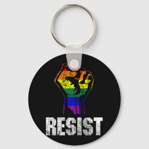 Lgbt Gay Pride Flag Resist  Keychain