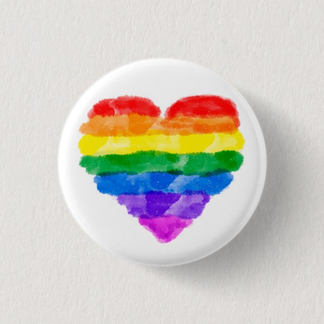 lgbt gay pride heart flag feminist resist 1 inch round button (Front)