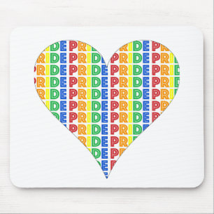 LGBT Gay Pride Month Celebration Rainbow Heart Mouse Pad