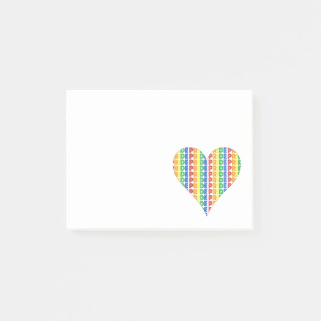 LGBT Gay Pride Month Celebration Rainbow Heart Post-it Notes (Front)