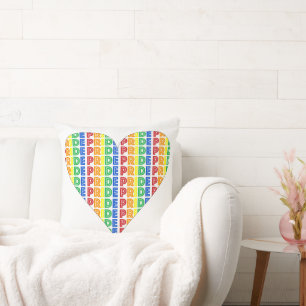 LGBT Gay Pride Month Celebration Rainbow Heart Throw Pillow