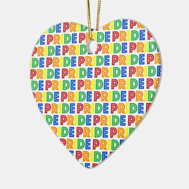 LGBT Gay Pride Month Celebration Rainbow Letters Ceramic Ornament (Left)