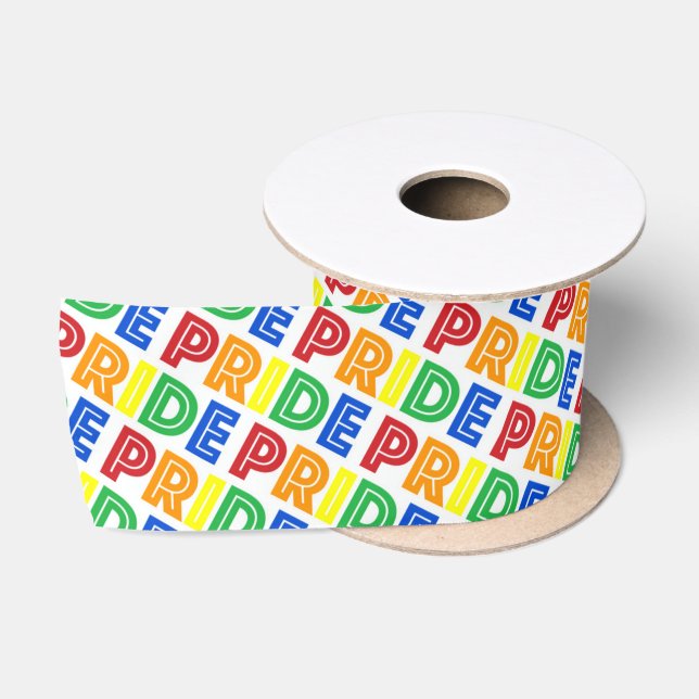 LGBT Gay Pride Month Celebration Rainbow Letters Satin Ribbon (Spool)