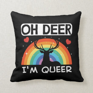 LGBT Gay Pride Month  Oh Deer Im Queer Rainbow Throw Pillow