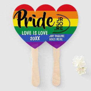 LGBT Gay Pride Rainbow Custom Logo Hand Fan