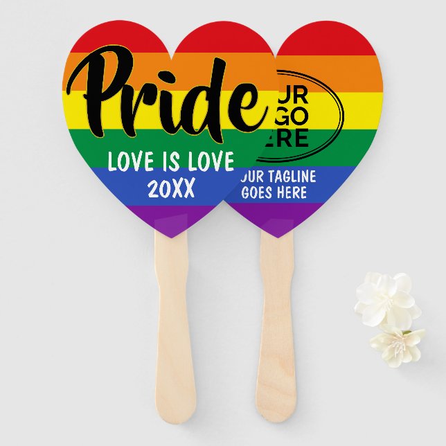 LGBT Gay Pride Rainbow Custom Logo Hand Fan (Front and Back)