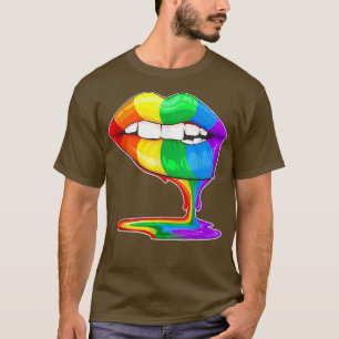 LGBT Gay Pride Rainbow Flag Lesbian Cute Sey Lips T-Shirt