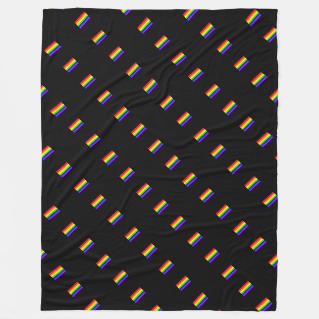LGBT Gay Pride Rainbow Flag Pattern on Black! Fleece Blanket (Front)