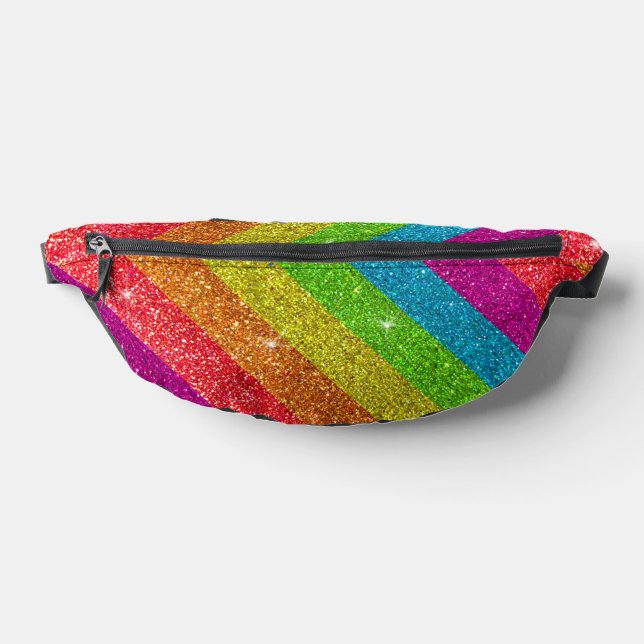 LGBT Gay Pride Rainbow Glitter Glam Luxury Fanny Pack (Lay Down)